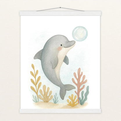 Dora der Delfin - Motiv: "Luftblase" Poster mit Leisten von tinylearner