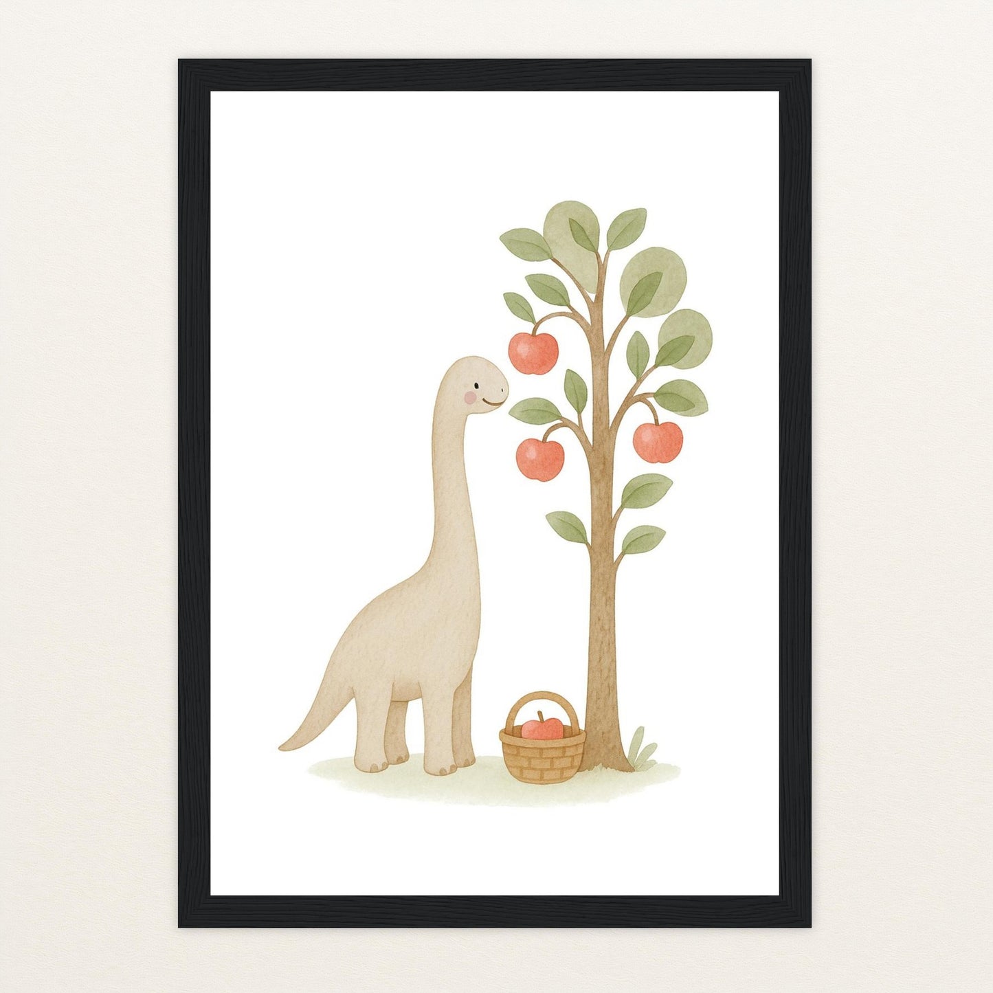 Dinosaurier Brachiosaurus - Motiv: "Apfelbaum" Poster mit Holzrahmen von tinylearner