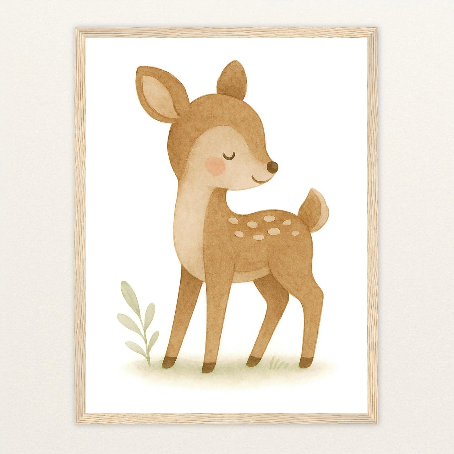 Ria das Reh Poster mit Holzrahmen von tinylearner