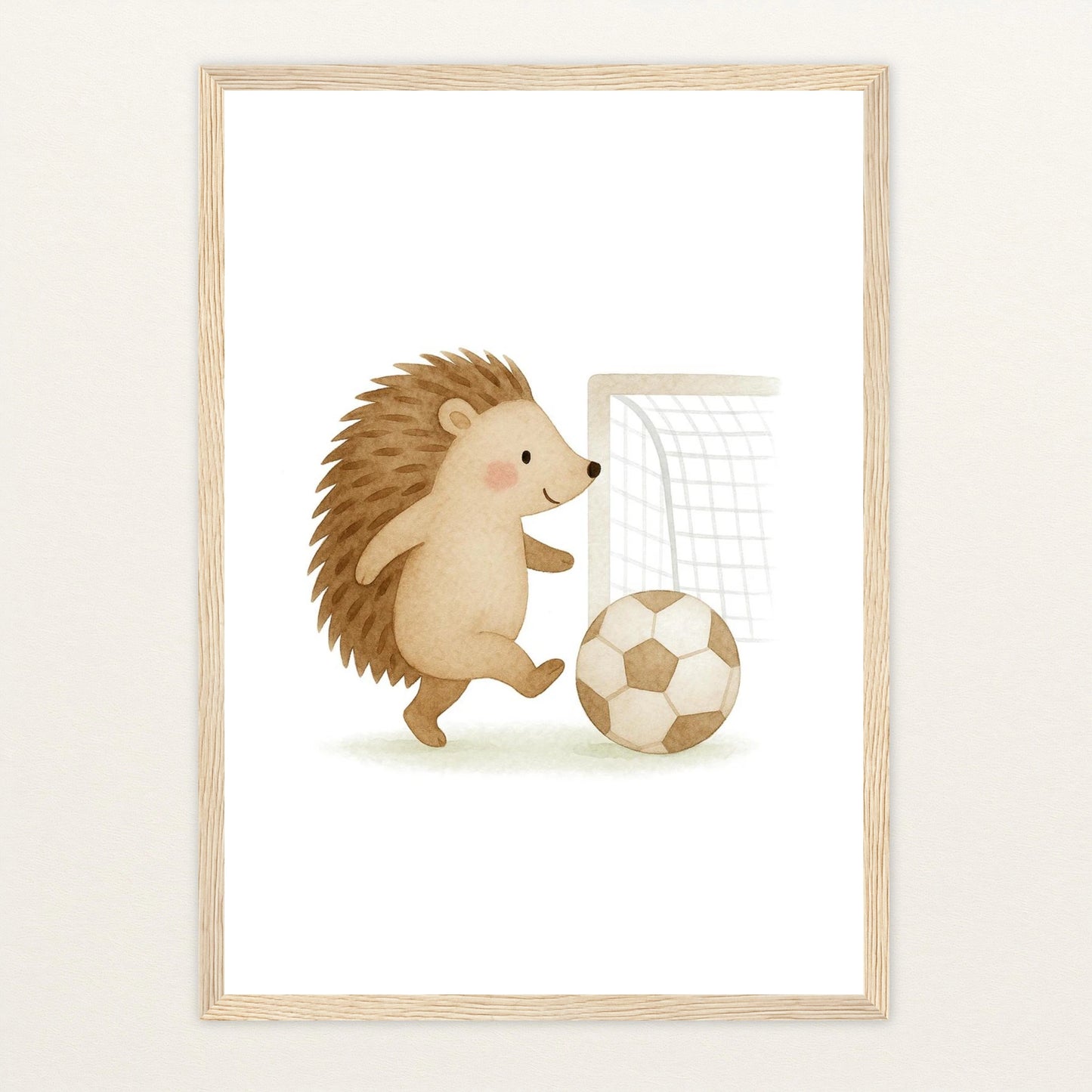 Iggi der Igel - Motiv: "Fußball" Poster mit Holzrahmen von tinylearner