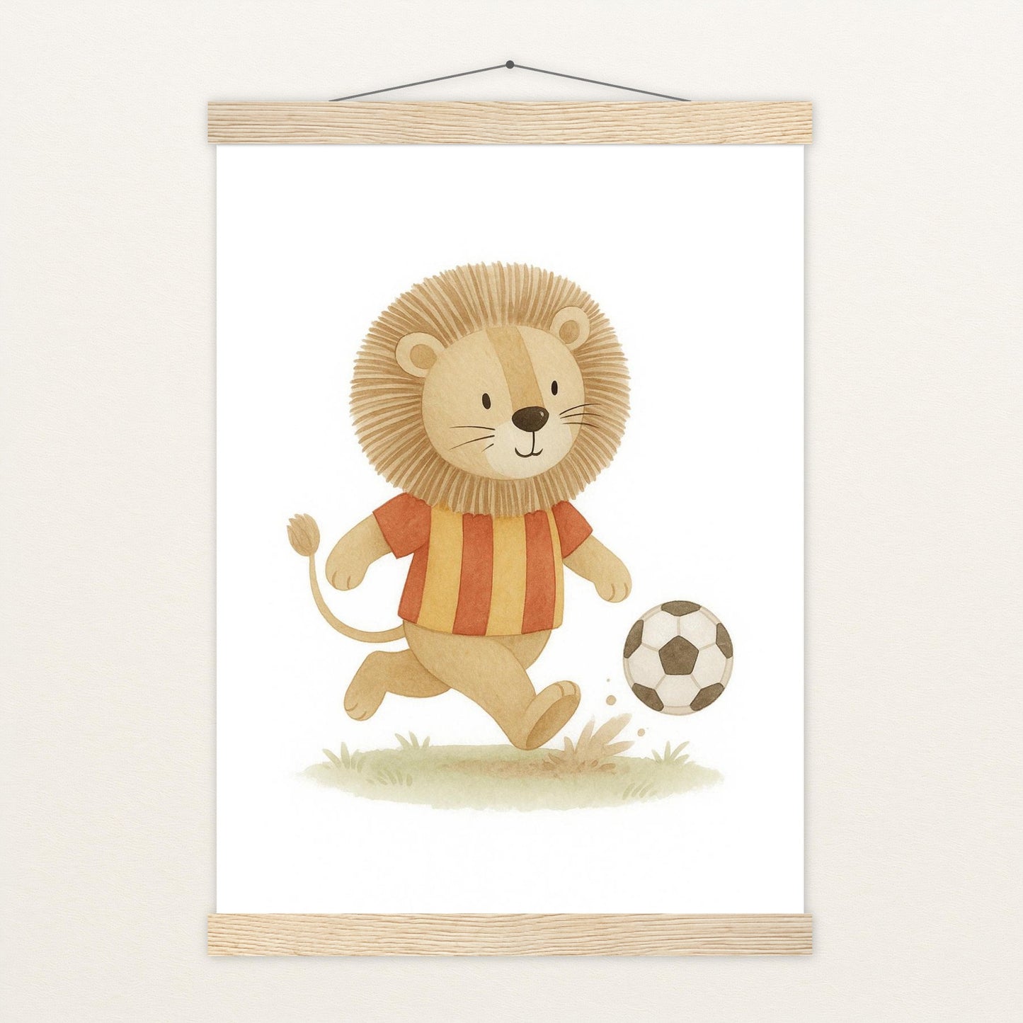 Leo der Löwe - Motiv: "Fußball" Poster mit Leisten von tinylearner