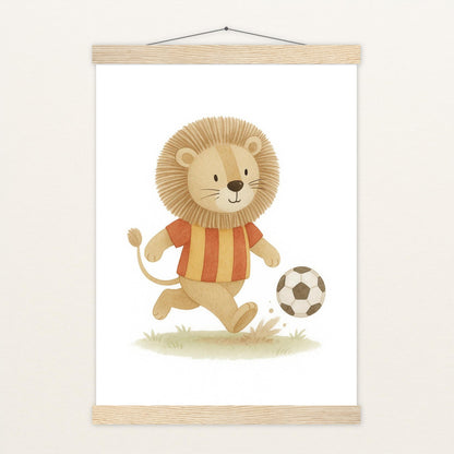 Leo der Löwe - Motiv: "Fußball" Poster mit Leisten von tinylearner