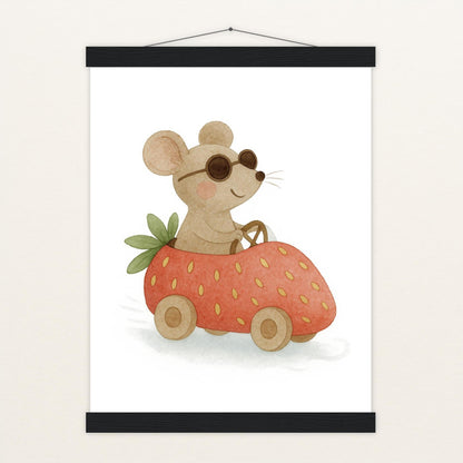 Mimi die Maus - Motiv: "Erdbeerwagen" Poster mit Leisten von tinylearner