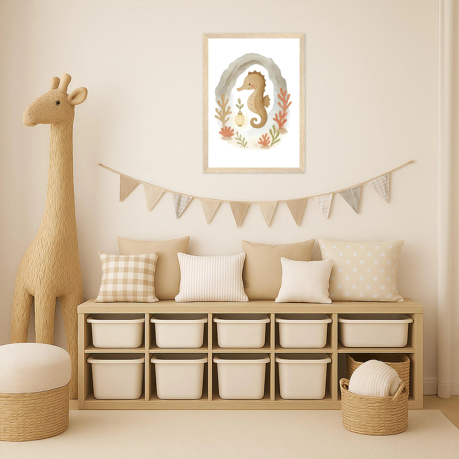 Suri das Seepferdchen - Motiv: "Höhle" Poster mit Holzrahmen von tinylearner