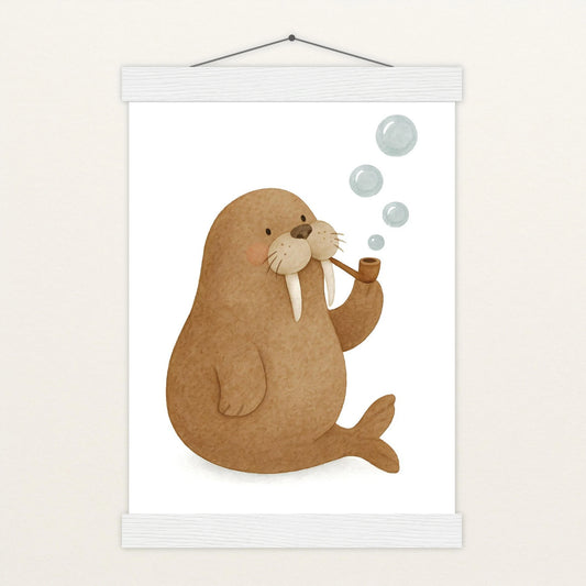 Wally das Walross - Motiv: "Blubbern" Poster mit Leisten von tinylearner