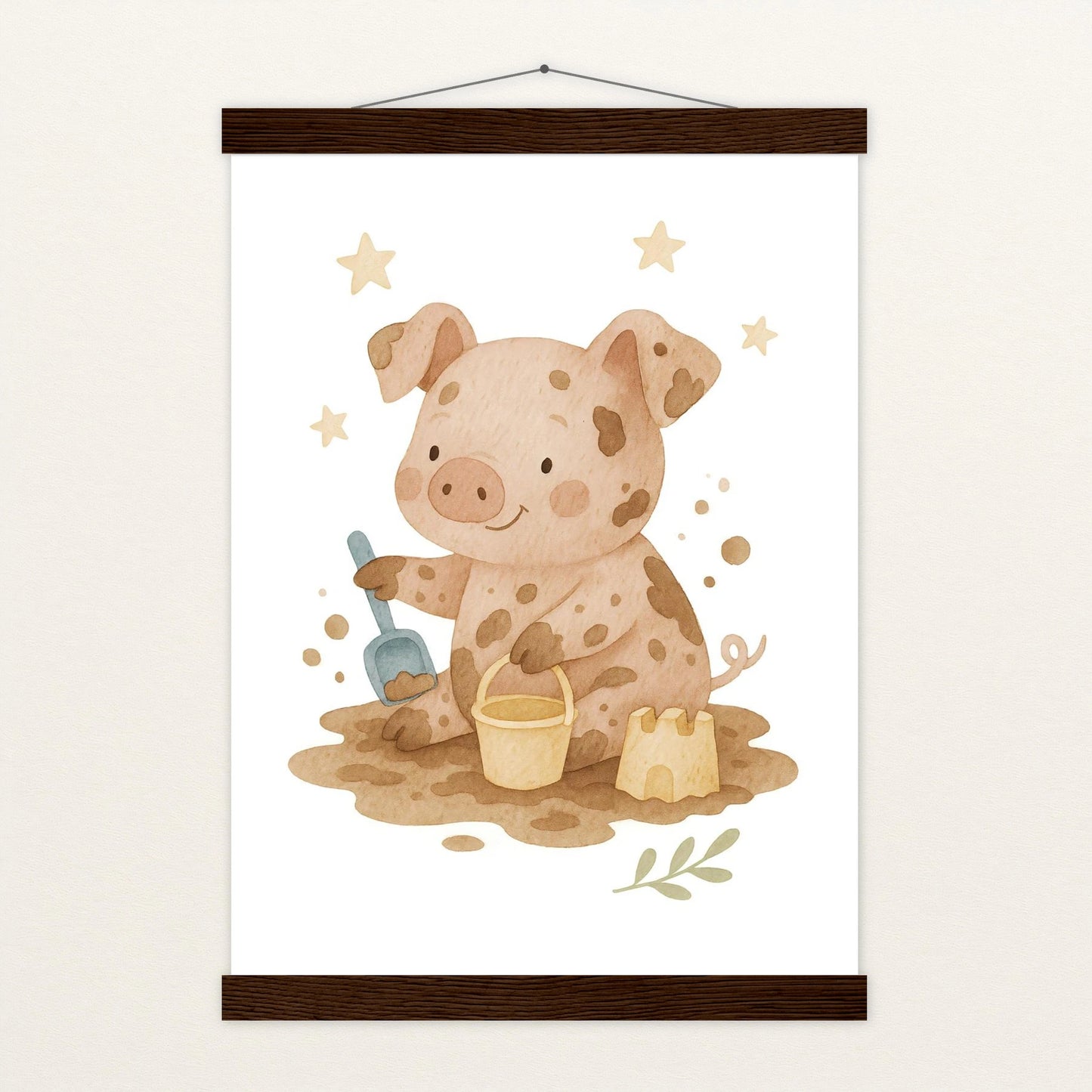 Susi das Schwein - Motiv: "Sandkasten" Poster mit Leisten von tinylearner