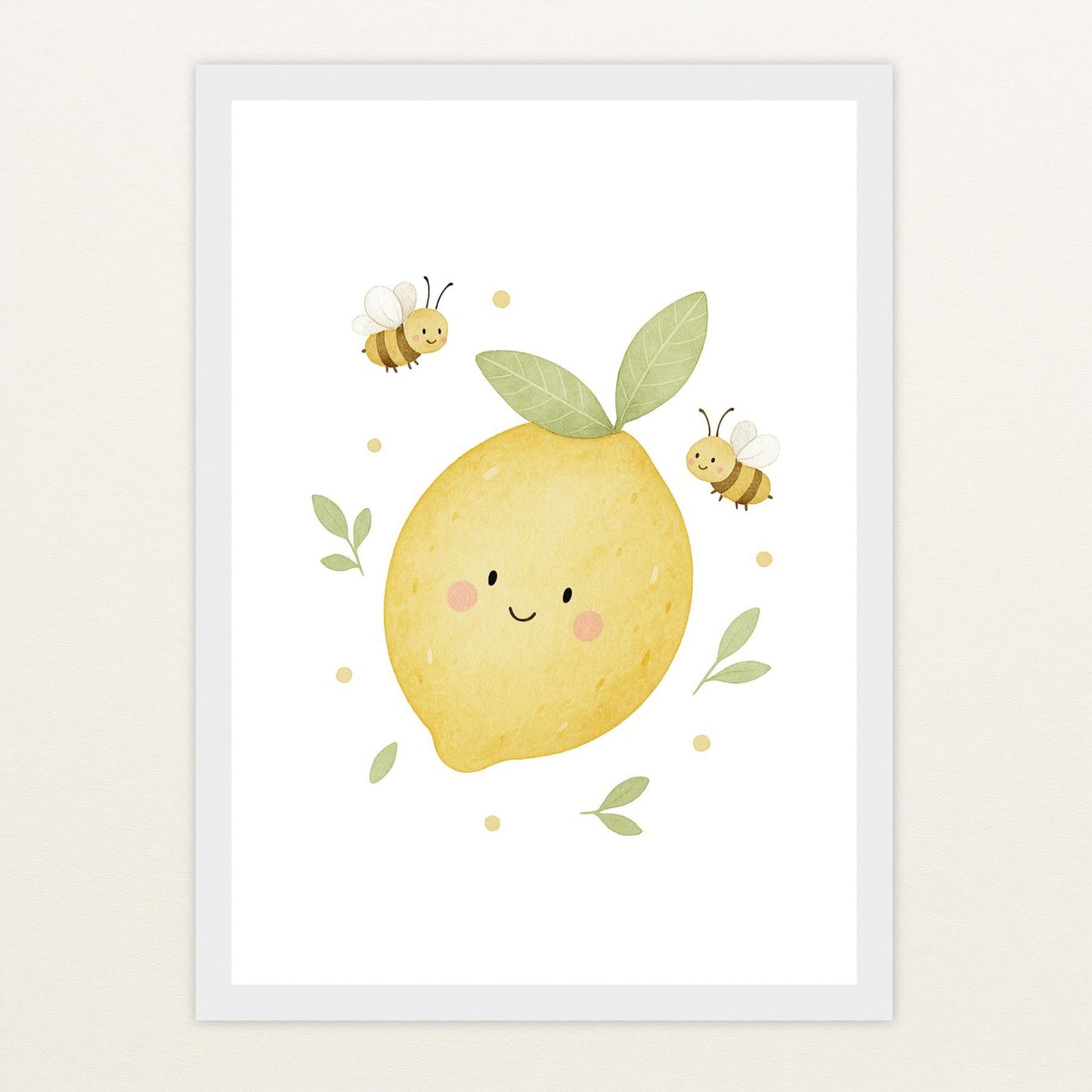 Obst: Zitrone Poster mit Holzrahmen von tinylearner