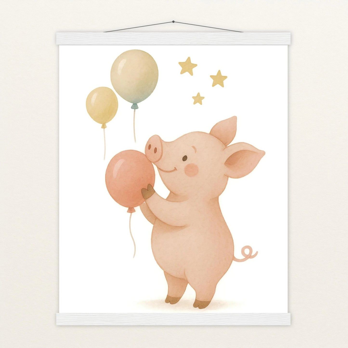 Susi das Schwein - Motiv: "Ballons" Poster mit Leisten von tinylearner