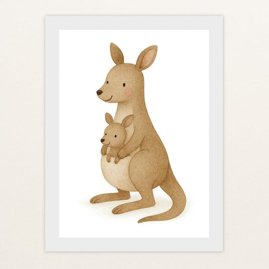 Kängu das Känguru Poster mit Holzrahmen von tinylearner