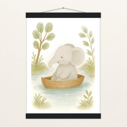 Emil der Elefant - Motiv: "Boot" Poster mit Leisten von tinylearner