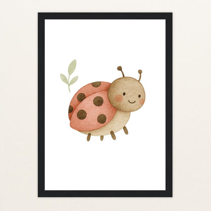 Marie der Marienenkäfer Poster mit Holzrahmen von tinylearner