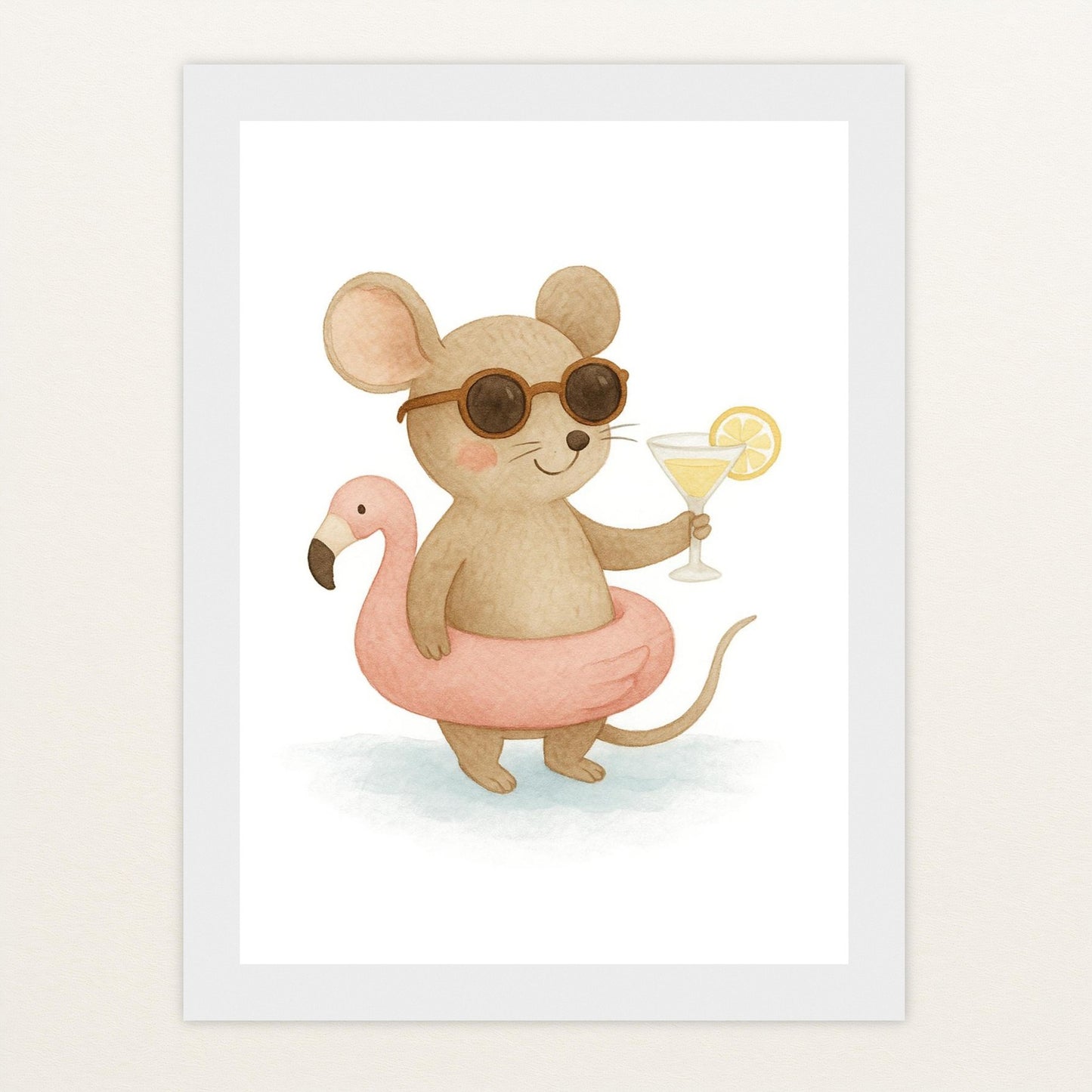 Mimi die Maus - Motiv: "Pooltag" Poster mit Holzrahmen von tinylearner