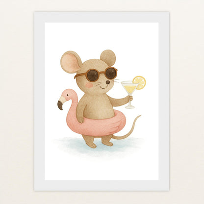 Mimi die Maus - Motiv: "Pooltag" Poster mit Holzrahmen von tinylearner
