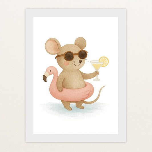 Mimi die Maus - Motiv: "Pooltag" Poster mit Holzrahmen von tinylearner