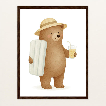 Balu der Bär - Motiv: "Strandtag" Poster mit Holzrahmen von tinylearner