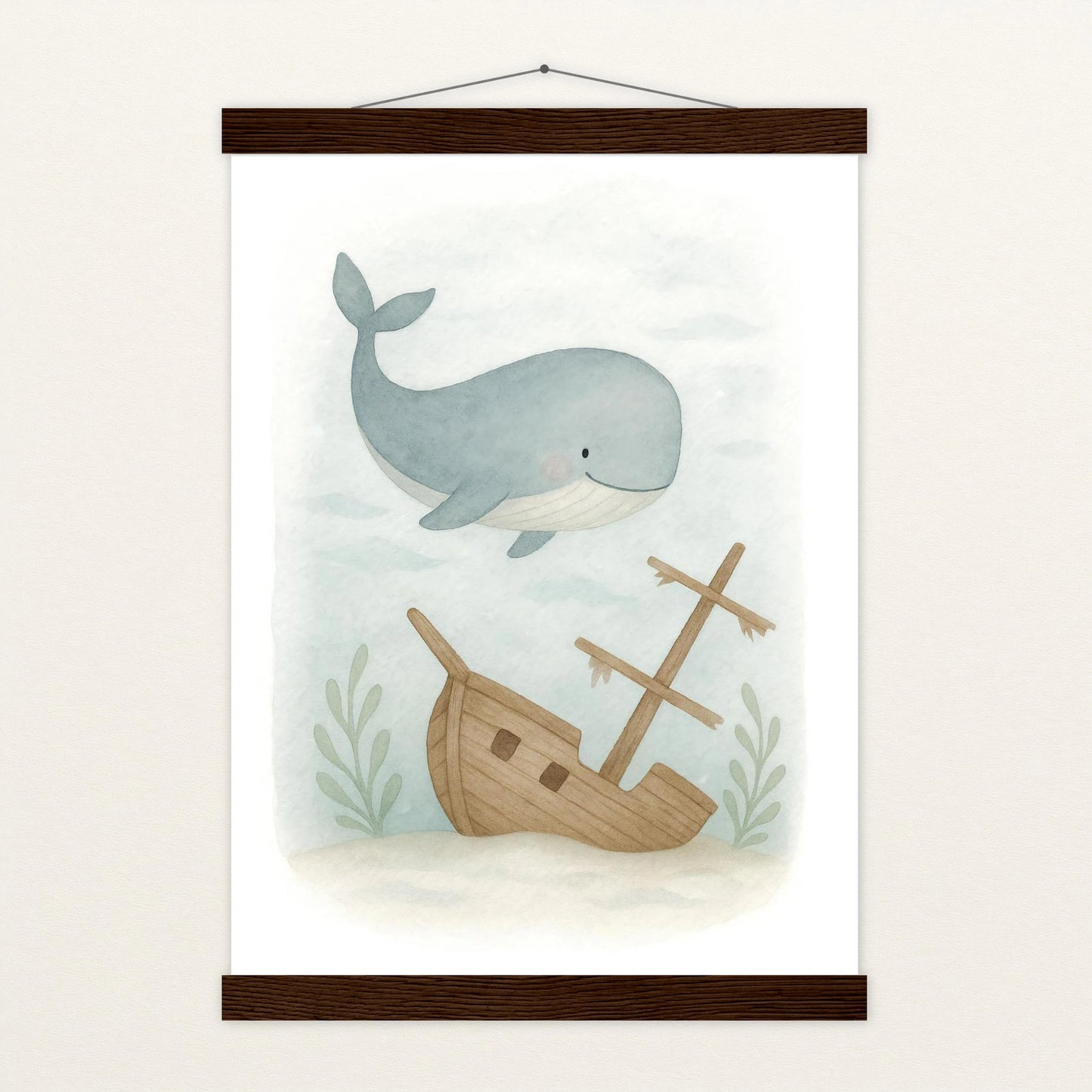 Willi der Wal - Motiv: "Schiffswrack" Poster mit Leisten von tinylearner