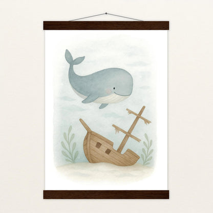 Willi der Wal - Motiv: "Schiffswrack" Poster mit Leisten von tinylearner
