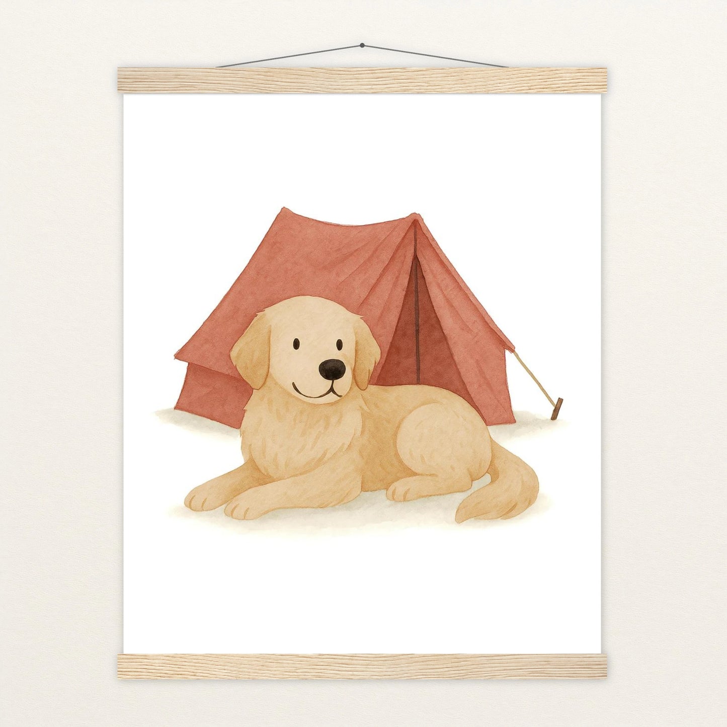 Hugo der Hund - Motiv: "Zelt" Poster mit Leisten von tinylearner