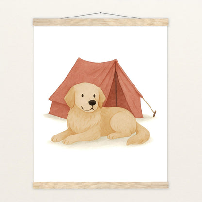 Hugo der Hund - Motiv: "Zelt" Poster mit Leisten von tinylearner