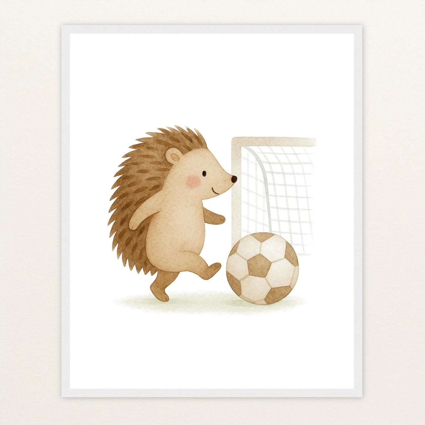 Iggi der Igel - Motiv: "Fußball" Poster mit Holzrahmen von tinylearner