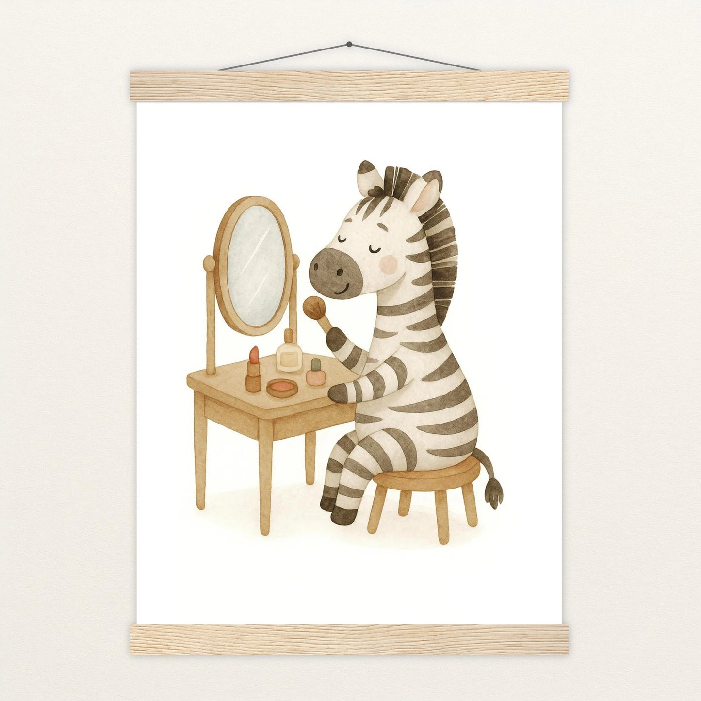 Zinni das Zebra - Motiv: "Schminken" Poster mit Leisten von tinylearner