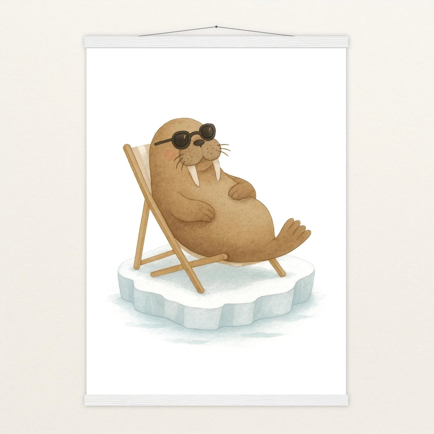 Wally das Walross - Motiv: "Liegestuhl" Poster mit Leisten von tinylearner