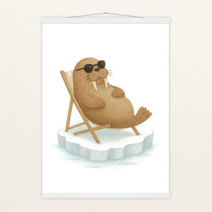 Wally das Walross - Motiv: "Liegestuhl" Poster mit Leisten von tinylearner