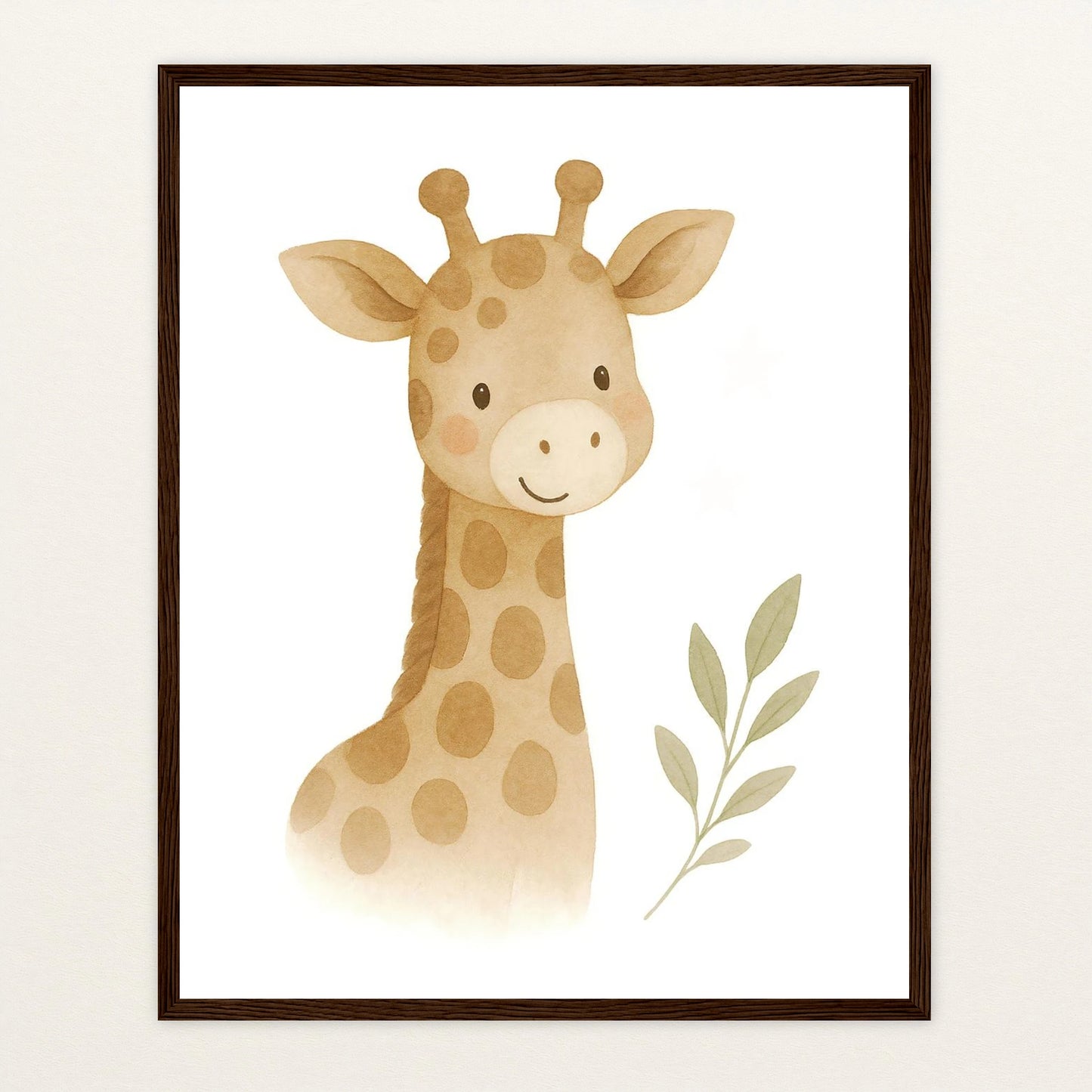 Greta die Giraffe Poster mit Holzrahmen von tinylearner