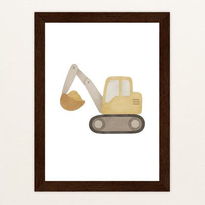 Bagger Poster mit Holzrahmen von tinylearner