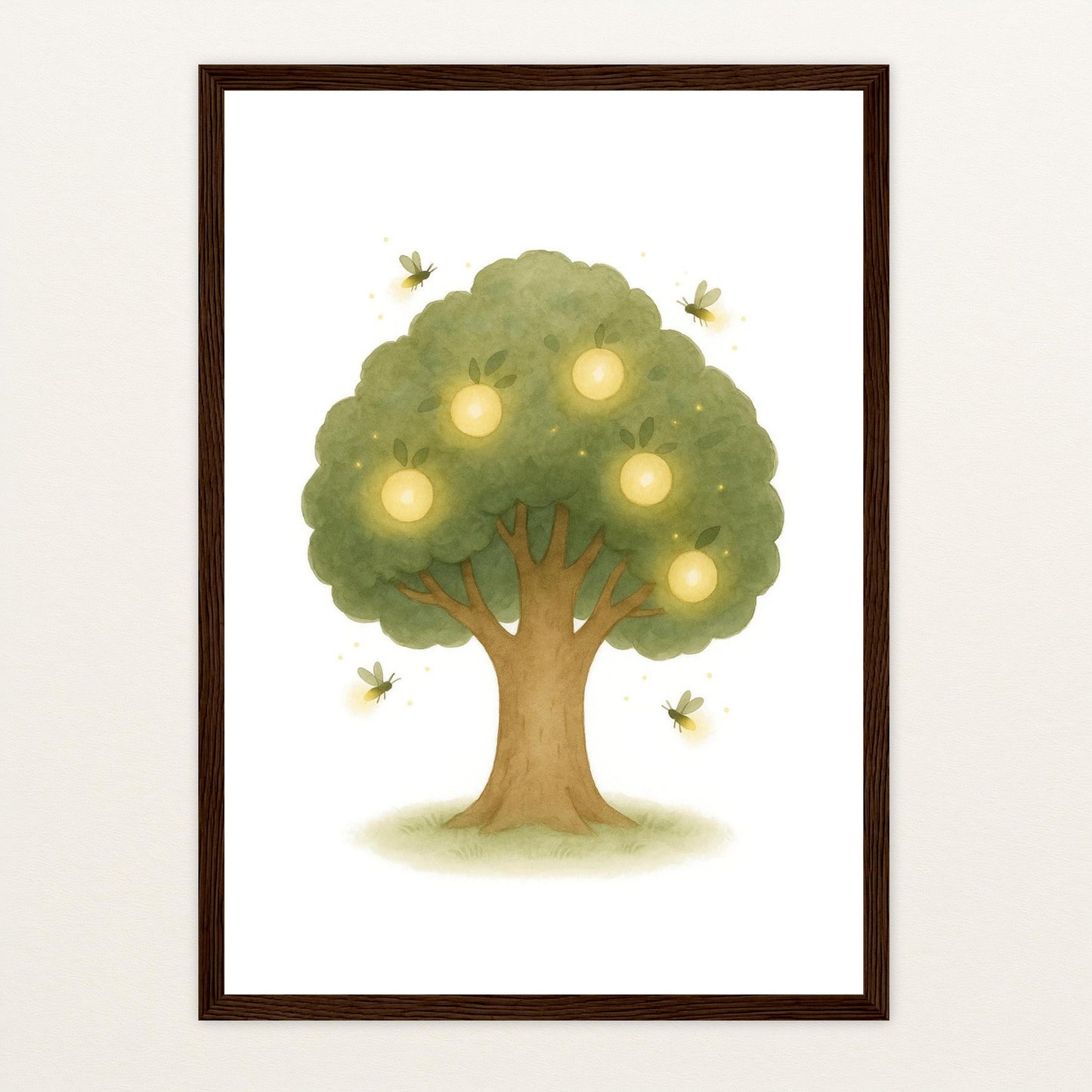 Leuchtbaum Poster mit Holzrahmen von tinylearner