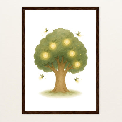 Leuchtbaum Poster mit Holzrahmen von tinylearner