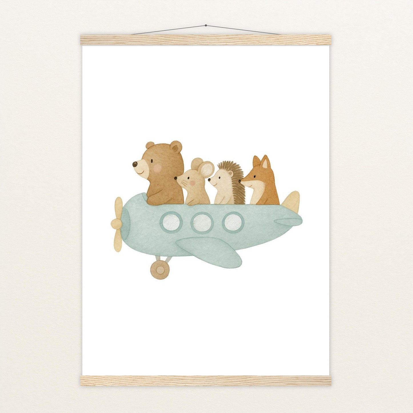 Tierfreunde - Motiv: "Flugzeug" Poster mit Leisten von tinylearner