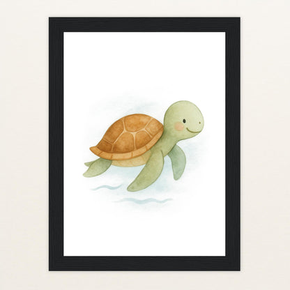 Sora die Schildkröte Poster mit Holzrahmen von tinylearner