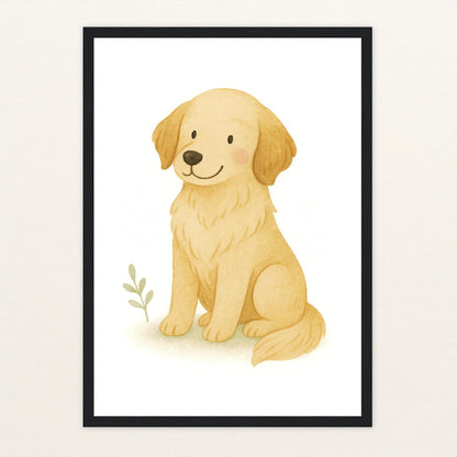 Hugo der Hund Poster mit Holzrahmen von tinylearner