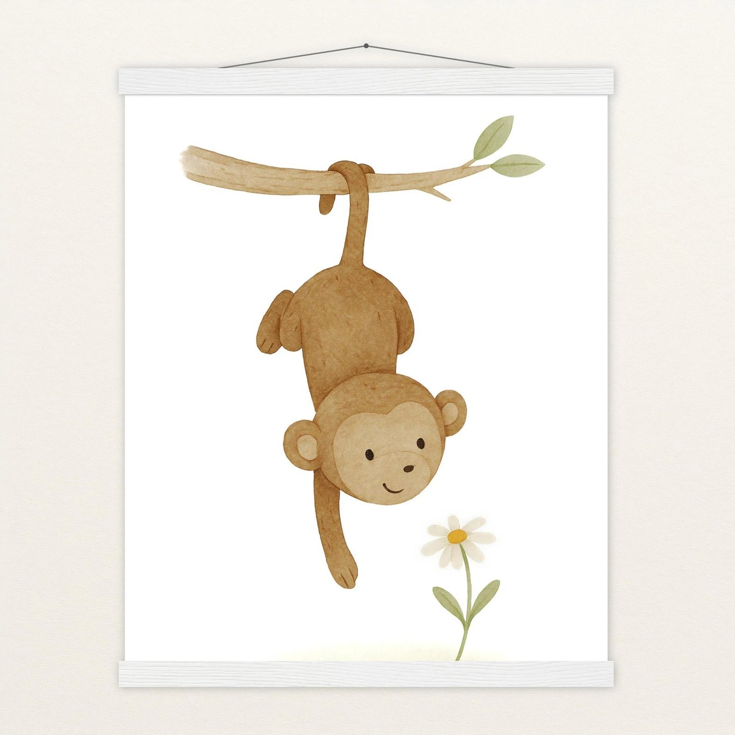 Aki der Affe - Motiv: "Gänseblümchen" Poster mit Leisten von tinylearner