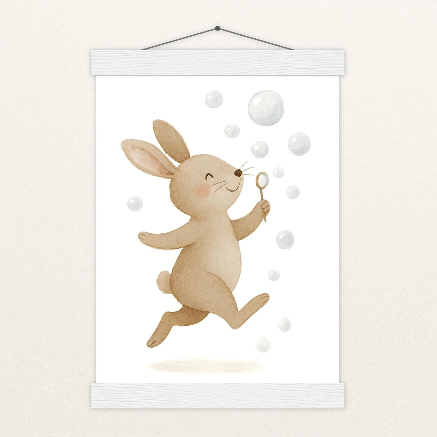 Holly der Hase - Motiv: "Seifenblasen" Poster mit Leisten von tinylearner