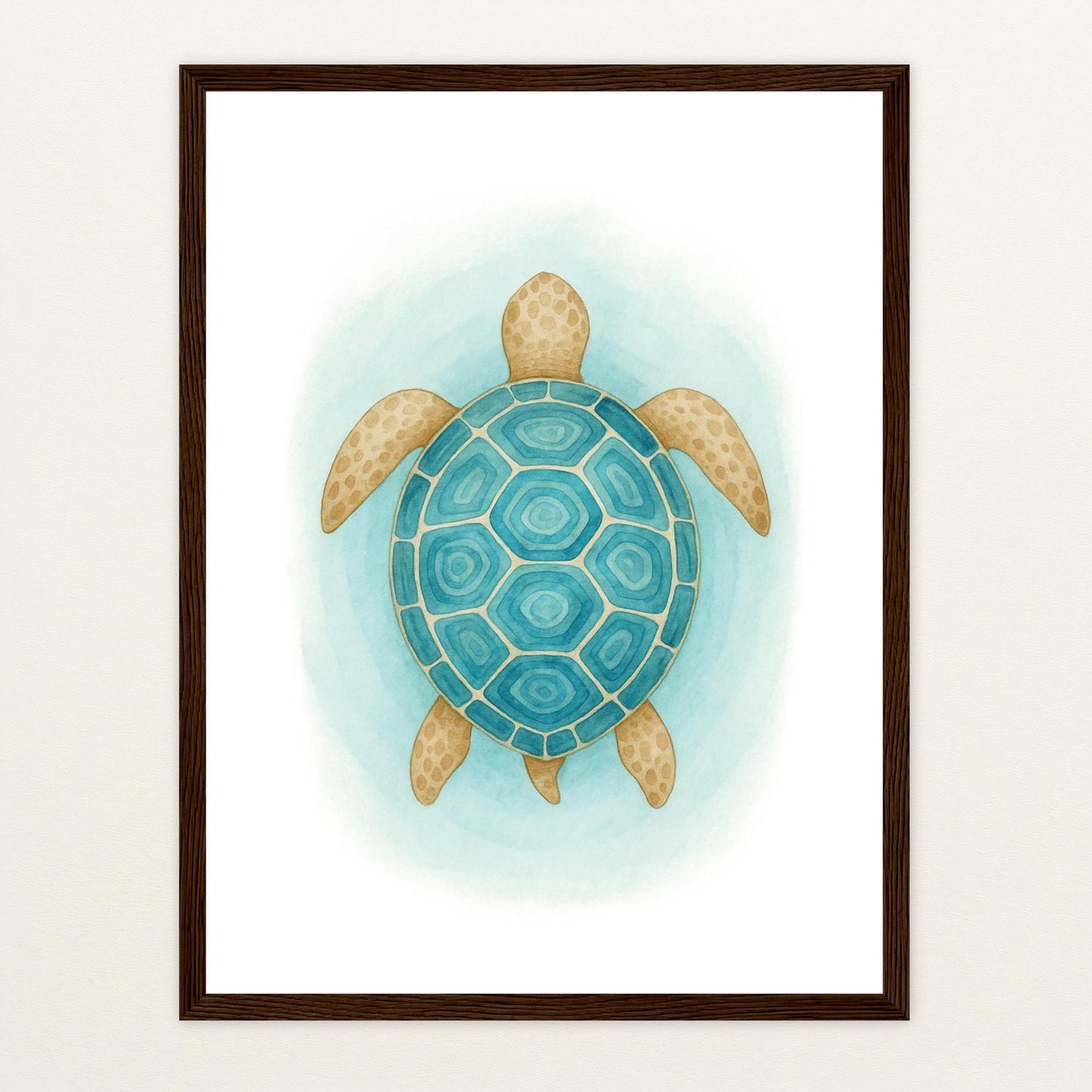 Sora die Schildkröte - Motiv: "Treiben" Poster mit Holzrahmen von tinylearner