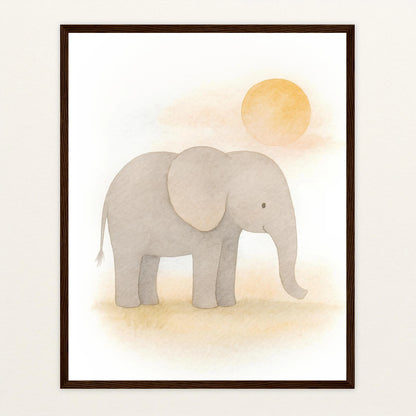 Emil der Elefant - Motiv: "Sonne" Poster mit Holzrahmen von tinylearner