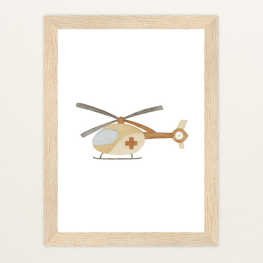 Rettungshubschrauber Poster mit Holzrahmen von tinylearner