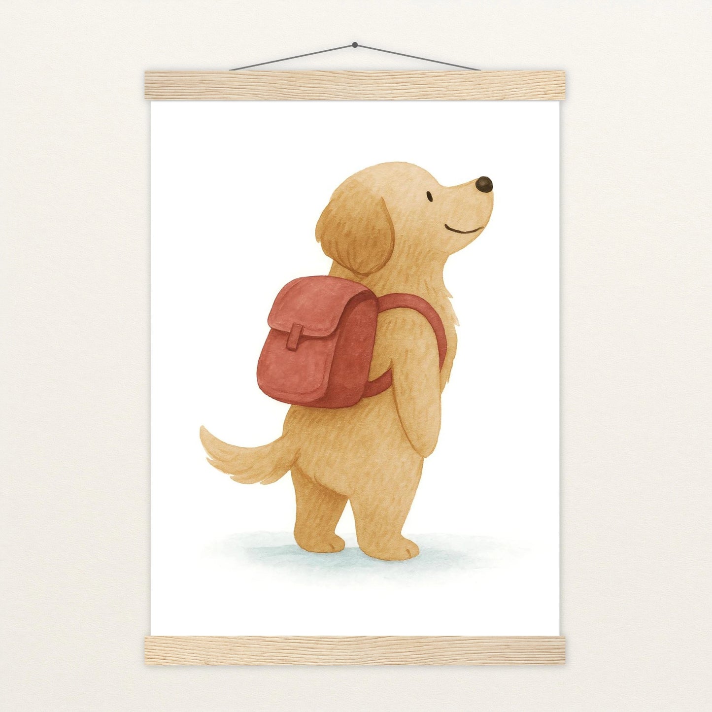 Hugo der Hund - Motiv: "Rucksack" Poster mit Leisten von tinylearner