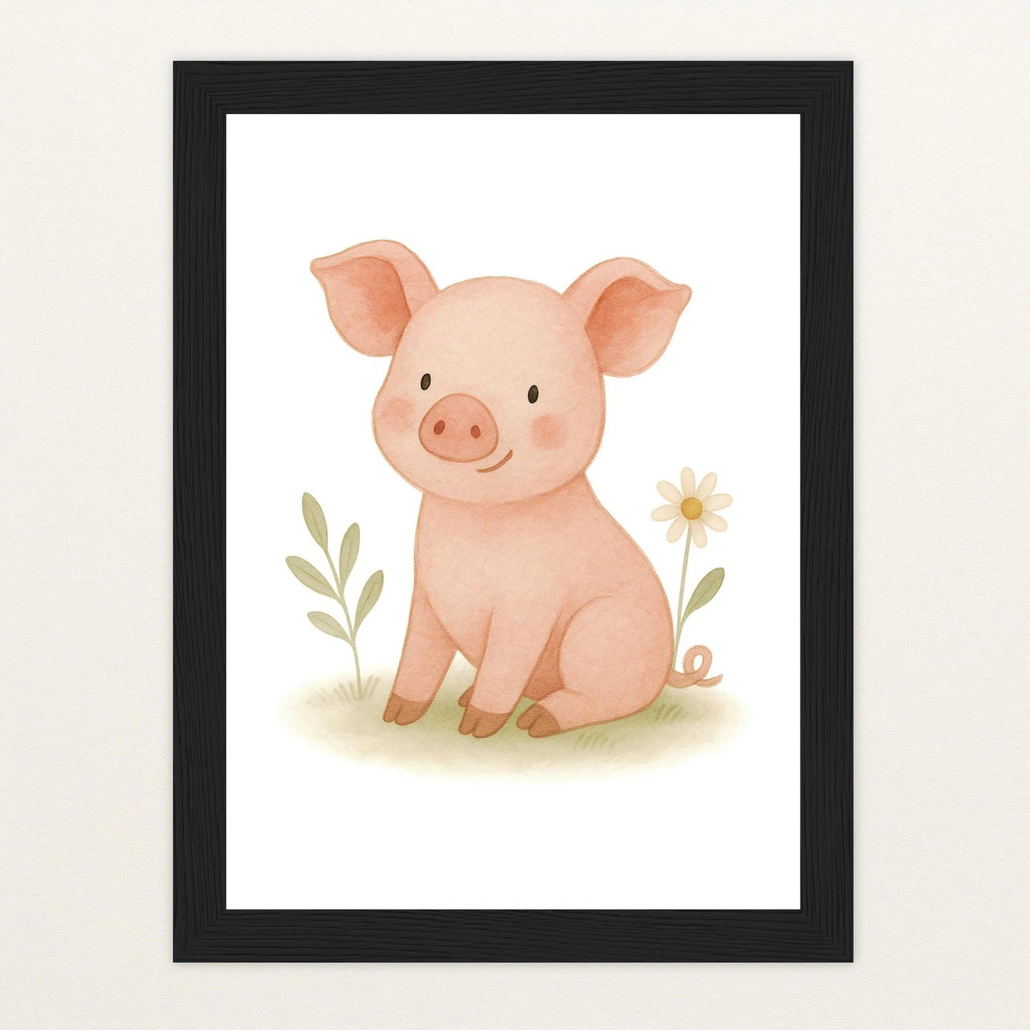 Susi das Schwein Poster mit Holzrahmen von tinylearner