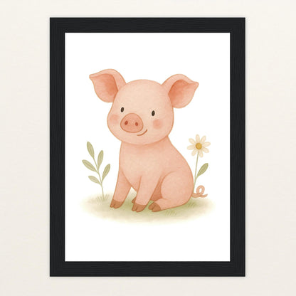 Susi das Schwein Poster mit Holzrahmen von tinylearner