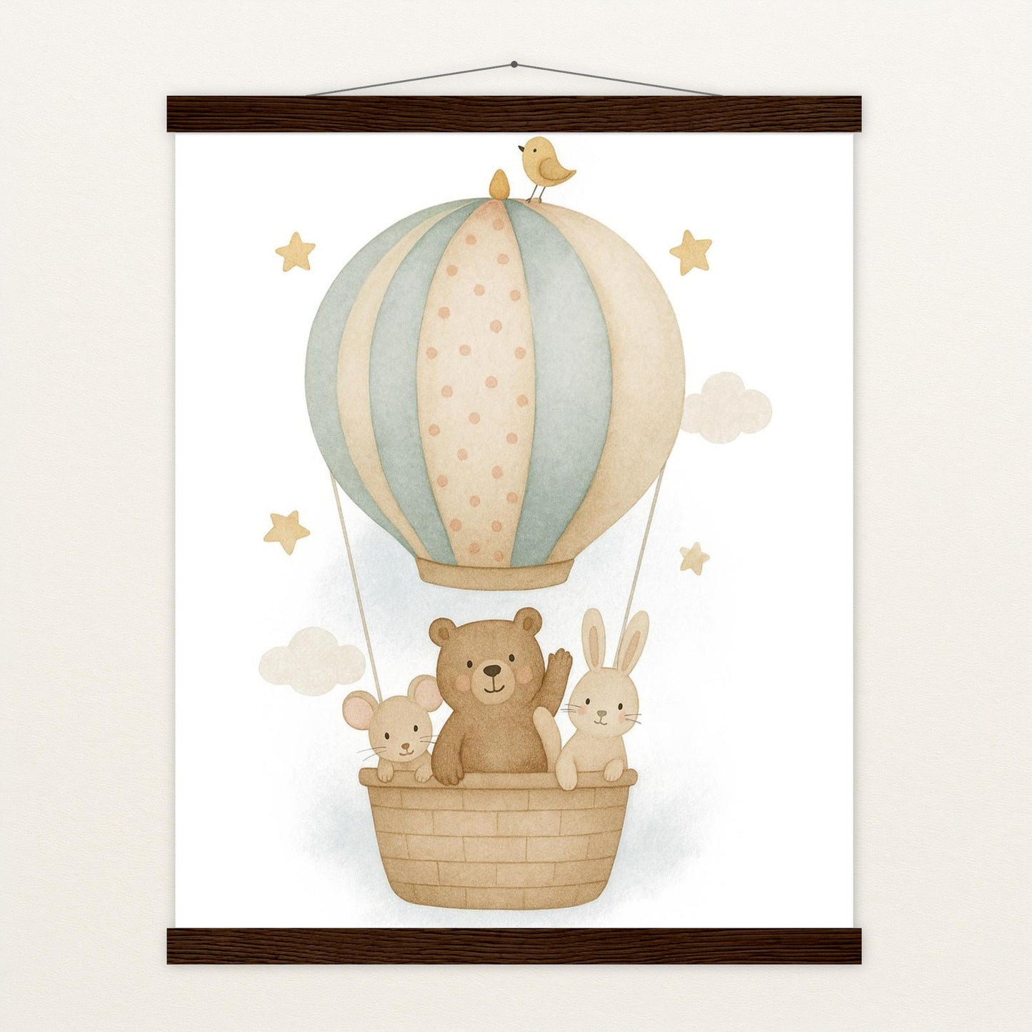 Tierfreunde - Motiv: "Heißluftballon" Poster mit Leisten von tinylearner