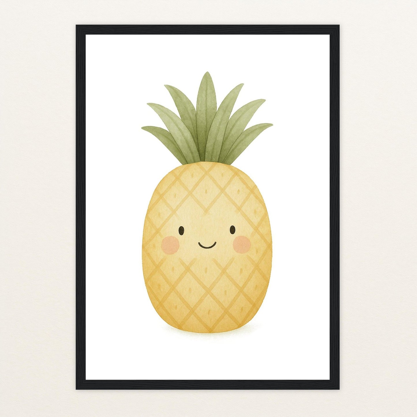 Obst: Ananas Poster mit Holzrahmen von tinylearner