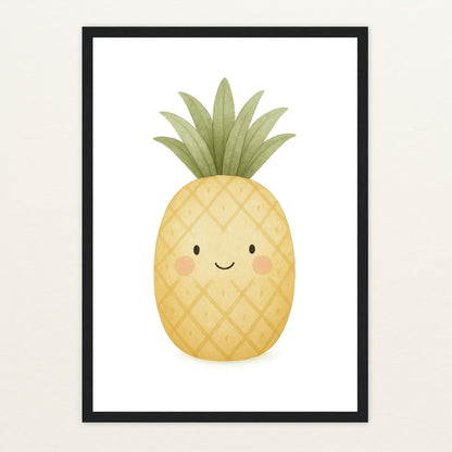 Obst: Ananas Poster mit Holzrahmen von tinylearner