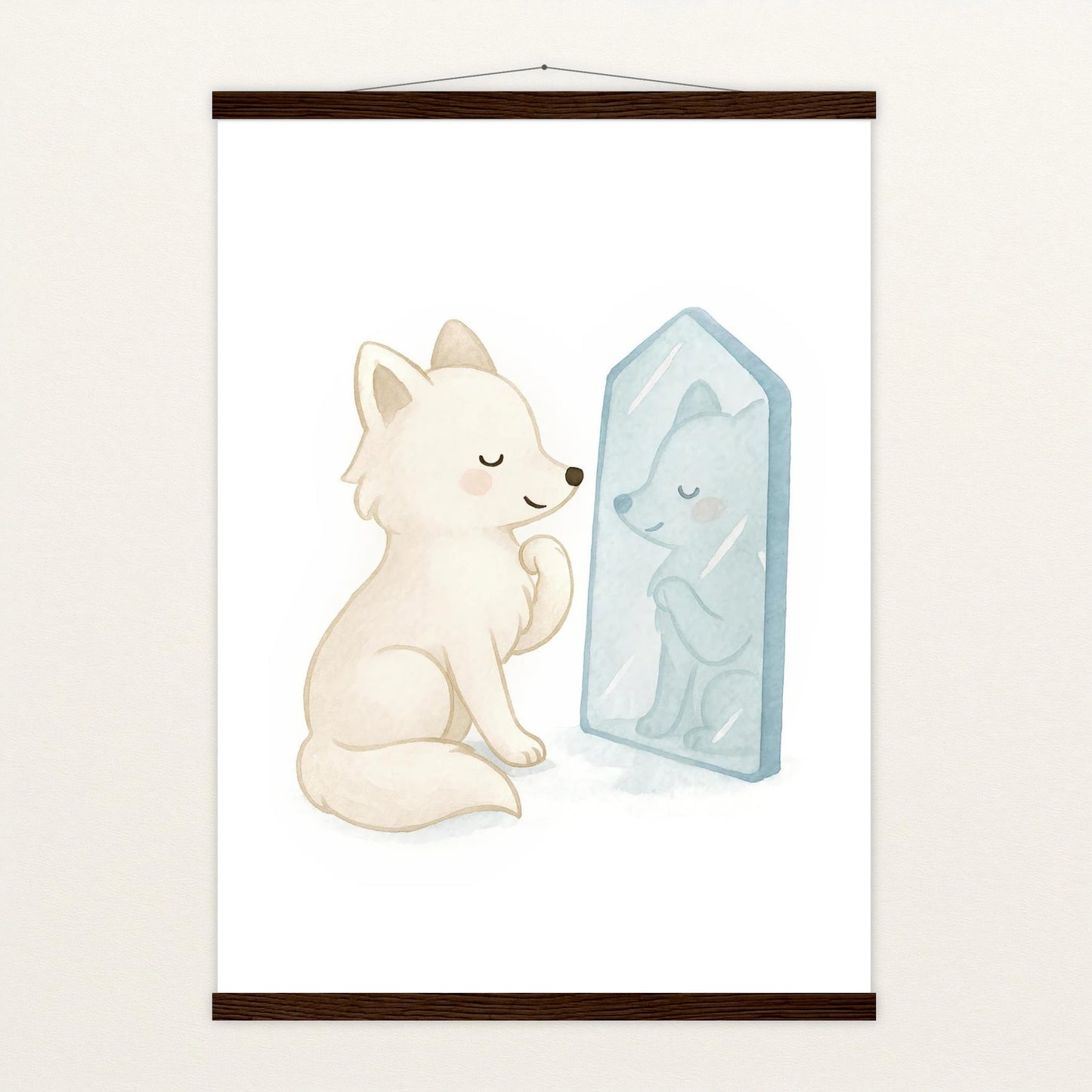 Pino der Polarfuchs - Motiv: "Spiegel" Poster mit Leisten von tinylearner