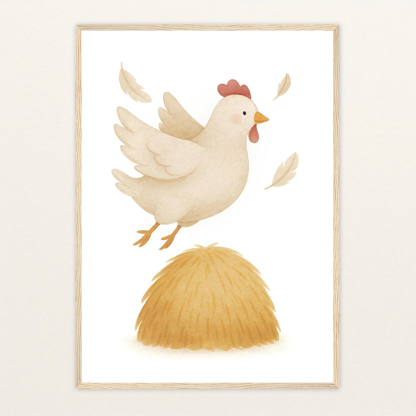 Hanni das Huhn - Motiv: "Heu" Poster mit Holzrahmen von tinylearner