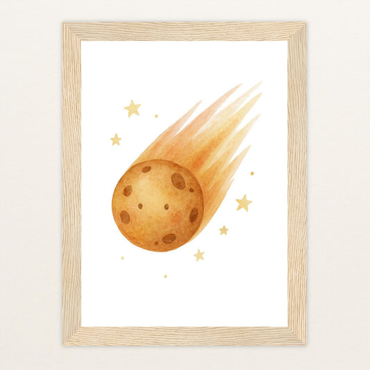 Asteroid Poster mit Holzrahmen von tinylearner