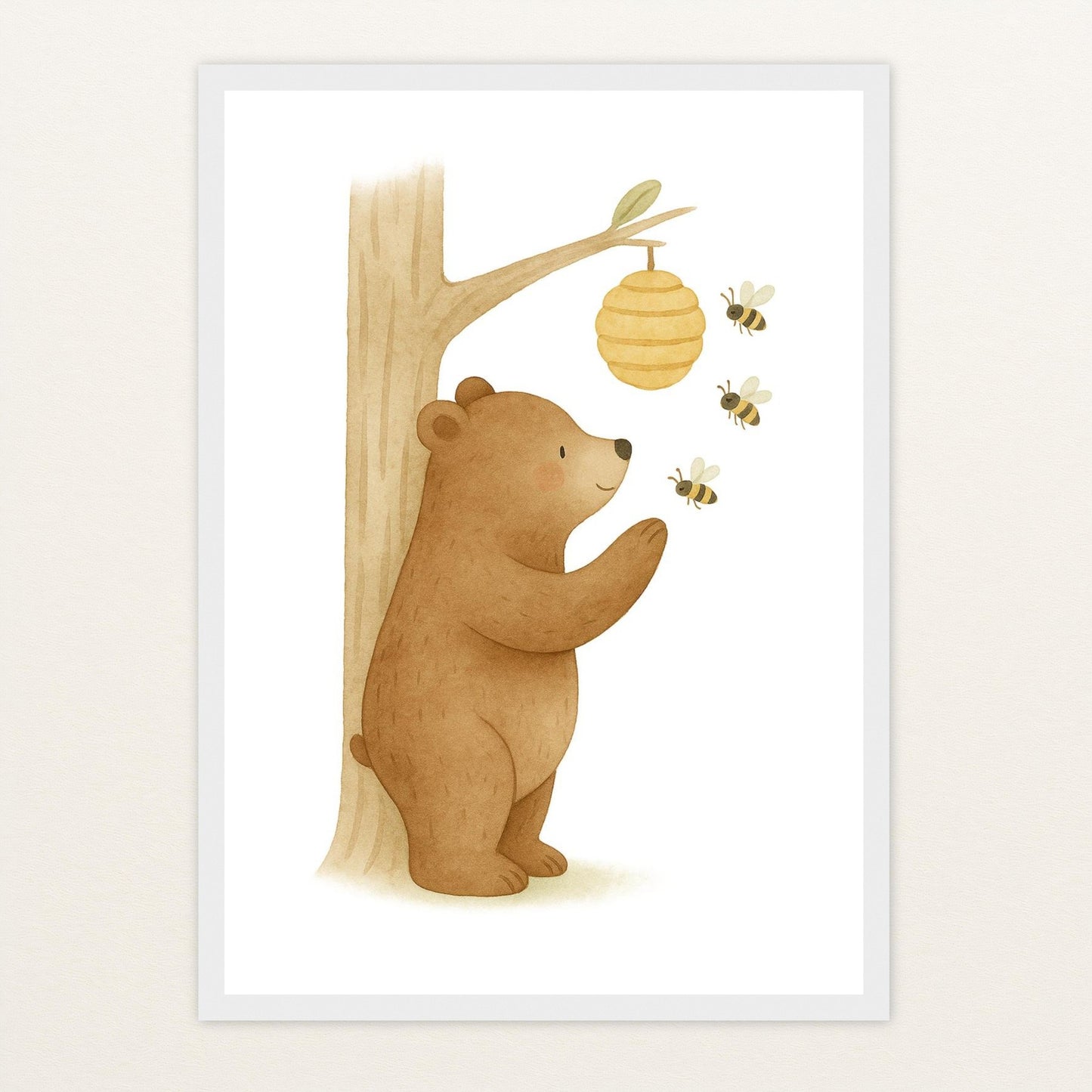 Balu der Bär - Motiv: "Bienenstock" Poster mit Holzrahmen von tinylearner