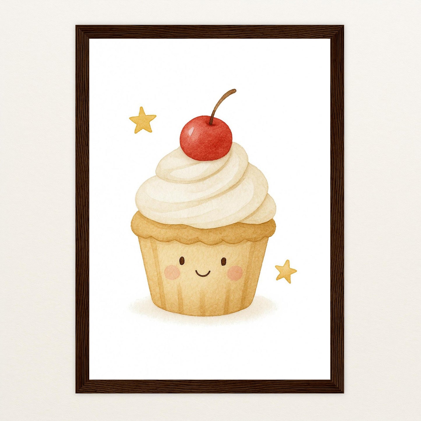 Süßes: Cupcake Poster mit Holzrahmen von tinylearner
